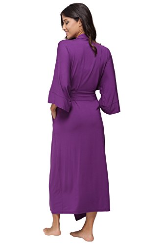 Women's Soft Robes Long Bath Robes Full Length Kimonos Sleepwear Dressing Gown,Solid Color - color: Purple, size: Large