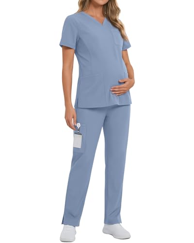 Women's Maternity Scrub Set - color: Light Blue, size: Medium