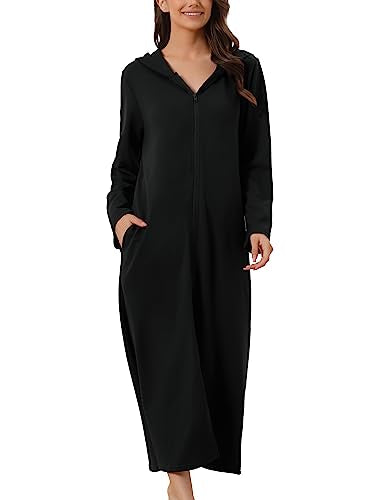 cheibear Women Long Sleeve Cardigan Knit Zip Up with Pockets - color: Black, size: Medium