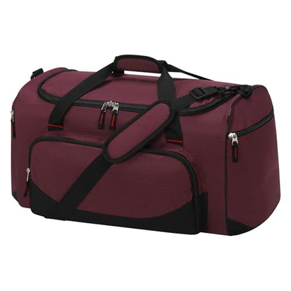 45L Gym Sport Duffle Bag for Men, Maroon - color: Maroon