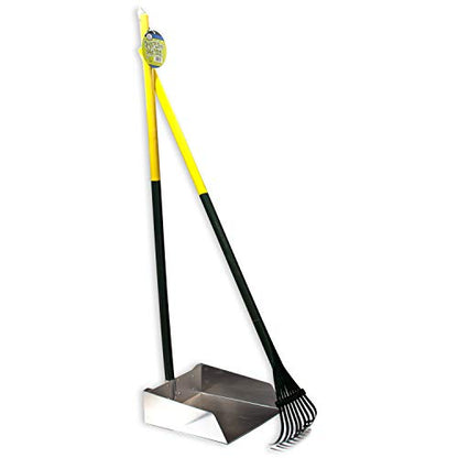 Four Paws Dog Rake & Scooper Set for Pet Waste Pick-Up, Large, 2 Count - size: Large, 9.5" x 10" x 38", style: Rake & Pan Set