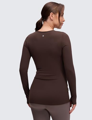 CRZ YOGA Maternity Crewneck Top - color: Hot Fudge Brown, size: Medium
