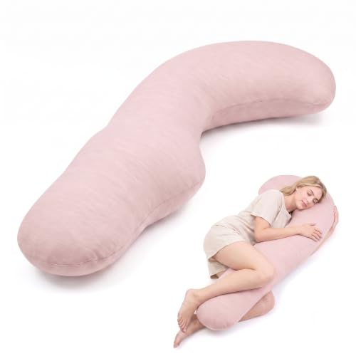 YZ HOME Cooling J Shaped Pregnancy Pillow, Removable Cover - color: J Shaped-pink