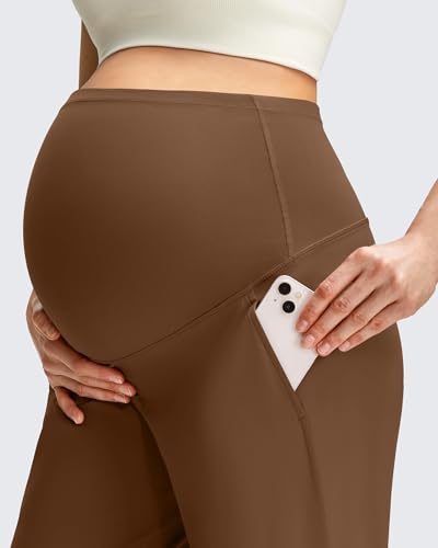 G4Free ShiftReady Maternity Dress Pants Wide Leg Pregnancy Work Tousers - color: Dark Coffee, size: Medium