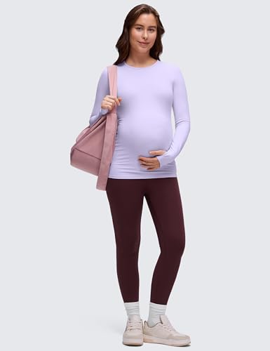 CRZ YOGA Maternity Crewneck Top - color: Lavender Frost, size: Small