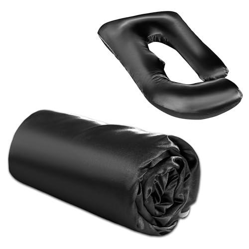 BALAPET Silky Satin Pregnancy Pillow Cover (ONLY Pillowcase), U Shaped Smooth Maternity Pillow Cover with Hidden Zip, Luxurious Soft & Breathable Large Pillow Protector for Side Sleeper, Black - color: Black