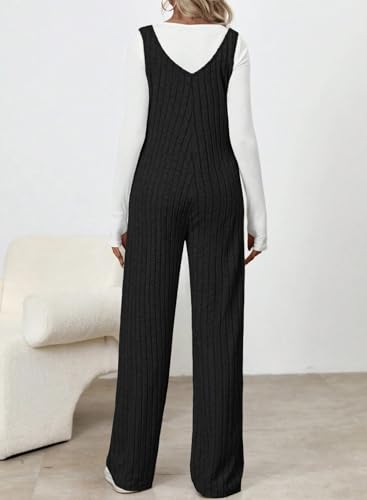 BLENCOT Maternity Jumpsuit Sleeveless Square Neck Wide Leg Pants Romper - color: Navy Blue, size: Small