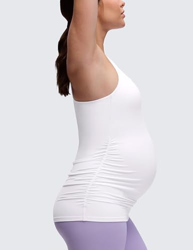 CRZ YOGA Maternity Racerback Tank Tops - color: White, size: Small
