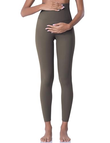 POSHDIVAH Maternity Leggings for Women Pregnancy Yoga Pants - color: Brown, size: Medium
