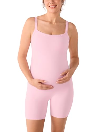 MOMANDA Maternity Bodysuit Shorts 5.5" - color: Sweet Pink, size: X-Small