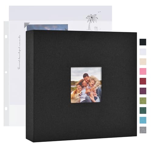 Mublalbum 8x8 Inch 3 Ring DIY Scrapbook Photo Album 40 Pages, Black - color: Black, size: 8x8 Inch 40 Pages
