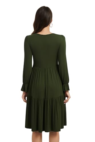 Smallshow Women's Ruffle Maternity Nursing Dress Long Sleeve - color: Army Green, size: XX-Large