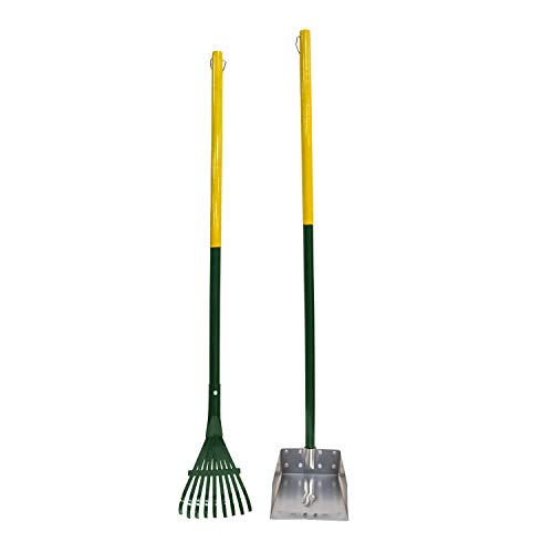 Four Paws Dog Rake & Scooper Set for Pet Waste Pick-Up, Small, 2 Count - size: Small, 7" x 7" x 38", style: Rake & Pan Set