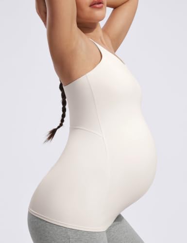 POSHDIVAH Maternity Racerback Tank Tops for Women - color: White, size: Medium