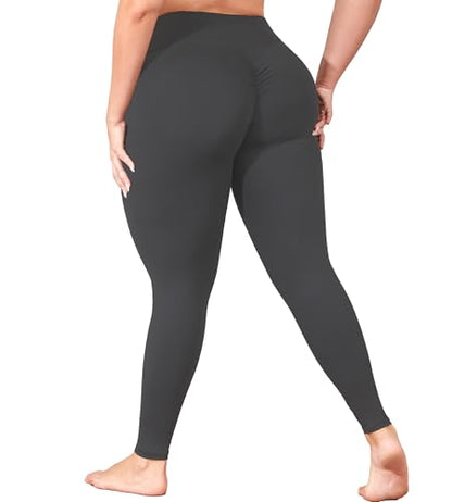 L-5XL Plus Size Butt Lifting Yoga Pants for Women with Pockets 25" - color: Grey, size: X-Large Plus