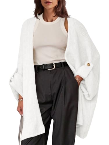 Saodimallsu Womens Oversized Long Cardigan Sweaters Casual Fall Trendy Coat - color: White, size: Large