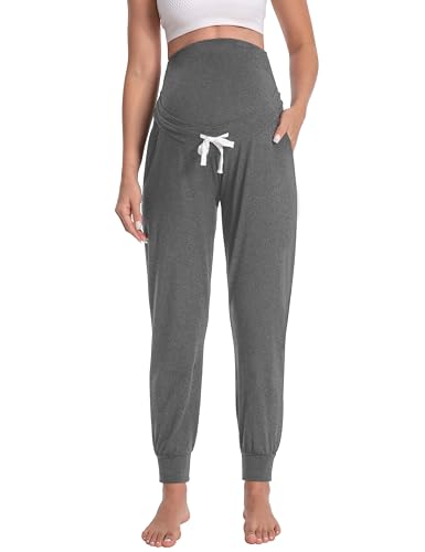 Women's Maternity Joggers Over Belly Sweatpants - color: Hempgray, size: Small