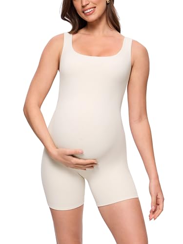 MOMANDA Maternity Jumpsuit Shorts - color: Matte Pearl - Double Lined, size: XX-Large