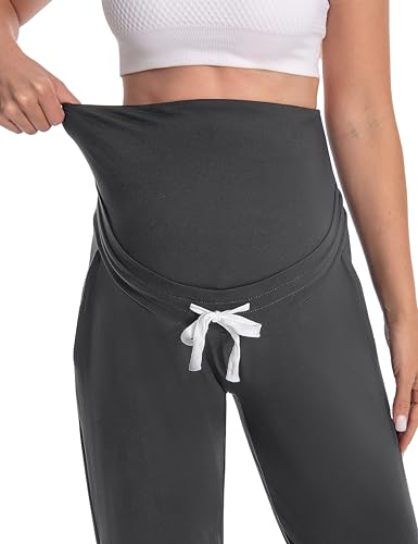 Women's Maternity Joggers Over Belly Sweatpants - color: Darkgrey, size: XX-Large