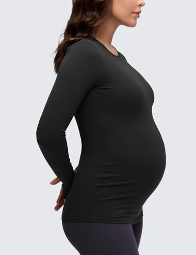 CRZ YOGA Maternity Crewneck Top - color: Black, size: X-Large