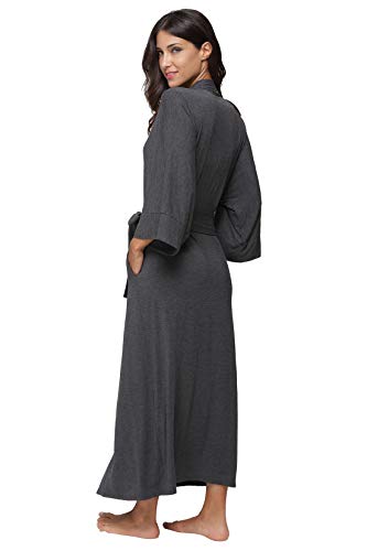 Women's Soft Robes Long Bath Robes Full Length Kimonos Sleepwear Dressing Gown,Solid Color - color: Dark Grey, size: Medium