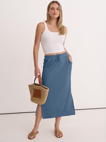 ANRABESS Air Layer Fabric Maxi Skirts for Women - color: Grey Blue, size: X-Small