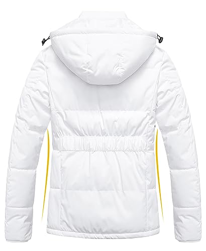 Pursky Women's Warm Winter Thicken Coat Waterproof Cropped Jackets Parka With Removable Hood - color: Beige, size: Small