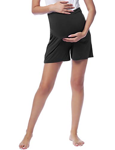 Joyaria Bamboo Viscose Cooling Maternity Pajama Shorts,Maternity Clothes - color: Black, size: Medium