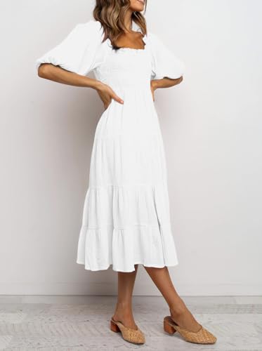 R.Vivimos Women's Cotton Off-Shoulder A-Line Midi Dresses - color: White, size: X-Large