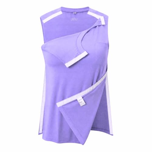 Unisex Post Shoulder Surgery Tank Top – Snap-Access Tear Away for Rotator Cuff Recovery, Soft Chemo Sleeveless Shirt - color: Purple, size: Large