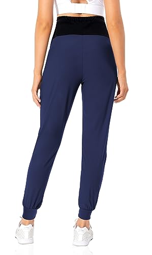 V VOCNI Maternity Joggers Quick-Dry Pregnancy Scrub Pants - color: Blue, size: Medium