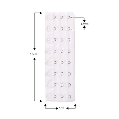 Bra Extender Ladies Bra Strap Extension 8 Hook 3 Rows Buckle Adjustable 2pcs - color: White, size: AA