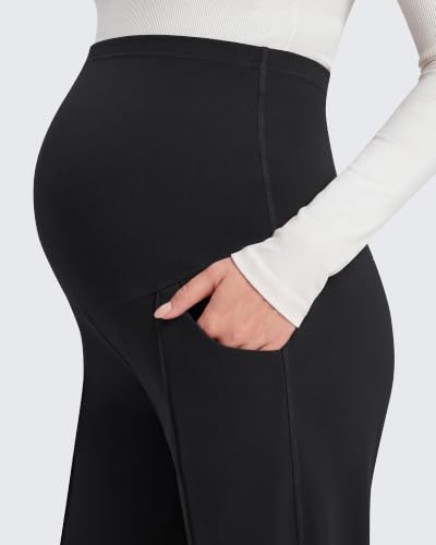 G4Free EverGoing Maternity Work Pants Tapered Ankle Pregnancy Trousers - color: Black, size: Small