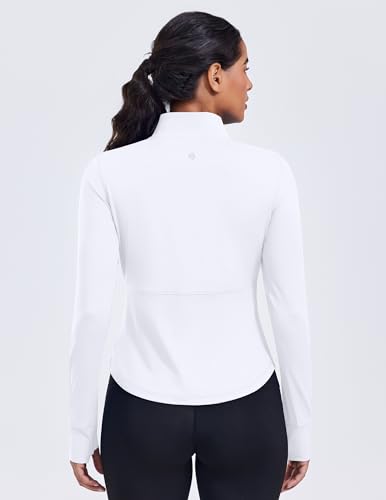 PINSPARK Women's Cropped Workout Jacket Lightweight Full Zip Running Jacket - color: White, size: Small