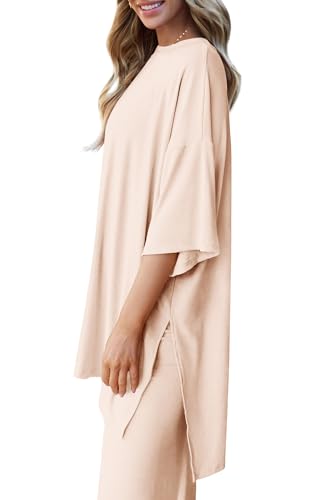 PRETTYGARDEN Two Piece Sets for Women Lounge Matching Set - color: Beige, size: Medium
