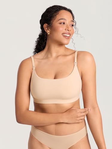 MOMANDA Cotton Nursing Bras for Breastfeeding - color: Beige, size: X-Large