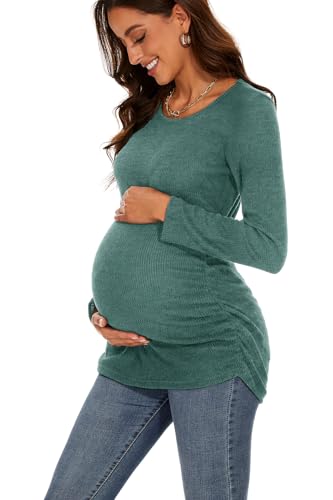 Smallshow Women's Maternity Sweater Shirt Long Sleeve - color: Grey Green, size: Small