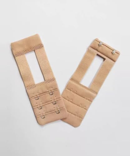 Women Elastic Bra Extenders 1-6 Hook, Bras Back Extension Strap - color: 2 Hook 1/2" Spacing,black/White/Beige 6pcs