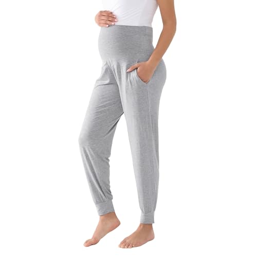 Viscose for Bamboo Maternity Loose Lounge Jogger Pants - color: Grey, size: X-Large