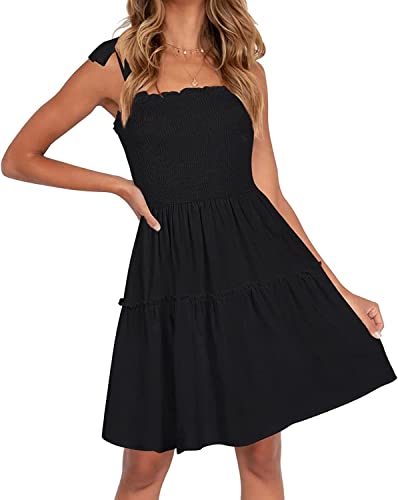 ZESICA Womens Summer Spaghetti Strap Sleeveless Mini Dress - color: Black, size: X-Small