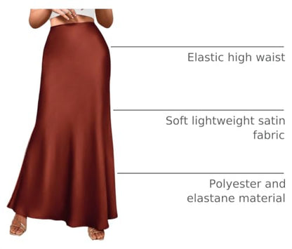 BTFBM Maxi Skirts for Women Business Casual - color: Brown, size: Medium