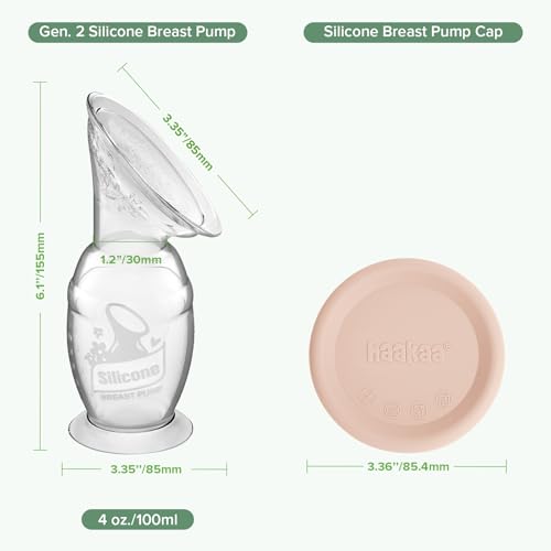 Haakaa Manual Silicone Breast Pump with Base 4oz/100ml+Lid (Blush), Gen.2 - color: Blush, size: 4 Ounce