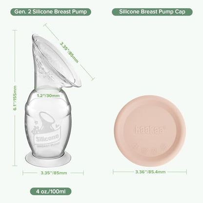 Haakaa Manual Silicone Breast Pump with Base 4oz/100ml+Lid (Blush), Gen.2 - color: Blush, size: 4 Ounce