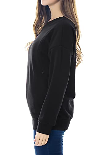 Smallshow Fleece Maternity Nursing Sweatshirt Long Sleeve Breastfeeding Tops - color: Black, size: Small