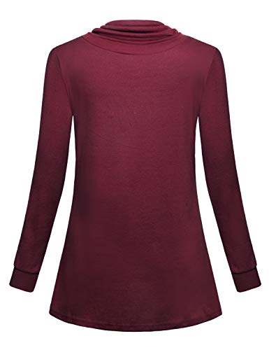 Joymom Maternity Warm Cowl Neck Nursing Sweatshirt Breastfeeding Tunic Tops - color: 2-wine, size: Medium