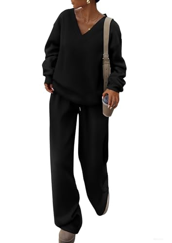 PRETTYGARDEN Womens 2 Piece Outfits Fall Sweatsuits - color: Black, size: X-Large