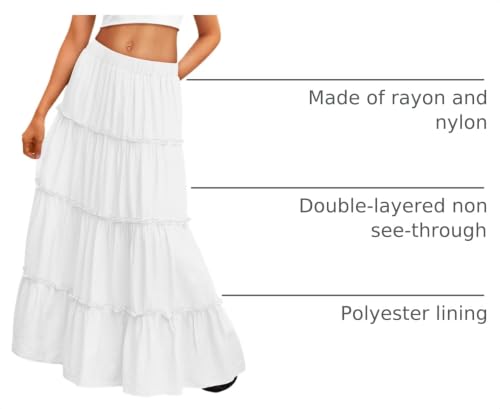 Trendy Queen Maxi Skirts for Women Boho Skirt with Pockets Summer Outfits - color: White, size: X-Large