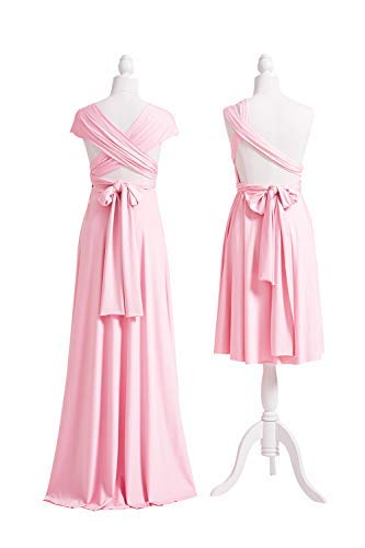 72styles Maxi Infinity Dress for Bridesmaids, Convertible Multi-Way Wrap - color: Blush Pink, size: One Size Plus