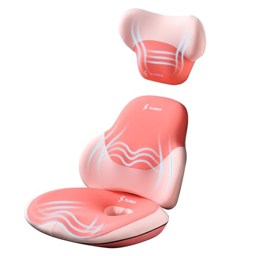 FLORICH Seat Cushion and Lumbar Support Pillow for Office Chair Car Neck Headrest Pillow Memory Foam Seat Pads Pressure Relief Back Cushion and Carseat Pads Pink - color: Blue Pink, size: 3 piece