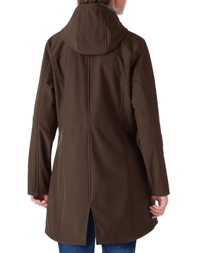 Outdoor Ventures Women's Waterproof Fleece Lined Hooded Softshell Rain Coat - color: Chocolate, size: Medium